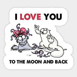 Funny Simons Cat I Love You To The Moon And Back Sticker